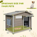 PetsCosset 30.1" L Large Dog House Outdoor & Indoor,Fir Wood Dog Kennel with Weatherproof Openable Asphalt Roof,Spacious Doghouse with Anti-Chewing Metal Edges for Small & Medium & Large Dogs,Grey