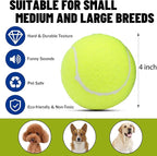 Magicorange Squeaky Tennis Ball Dog Toys 4 inch Oversize Giant Tennis Ball for Fetch Exercise, Natural Rubber Squeaky Dog Balls Training Safe (Multicolor, 6 Pack)