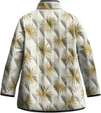 LIZALIG Women's Cropped Puffer Jacket Lightweight Floral Print Long Sleeve Padded Quilted Puffy Cardigan Coat