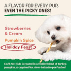 Earth Animal No Hide Stix - Long Lasting Rawhide Free Small Dog Chews Sticks, Holiday Feast - 20 Count Value Pack