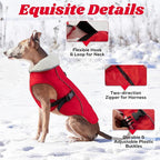 EMUST Dog Winter Coat, Thick Windproof Dog Jacket, Pet Winter Vest for Small/Medium/Large Dogs, Red, XXL