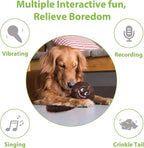 PETGEEK Interactive Dog Ball, Vibrating Dog Ball for with Music and Recording, Enrichment Toys for Dogs to Keep Them Busy, USB-C Rechargeable Squeaky Toys Small/Medium/Large Dogs(Brown)