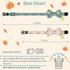 2 Pack Cotton Fall Cats Collar with Bow Tie Orange Green Cat Collars for Girl Female Boy Male Cat Collar with Bell Halloween Collars for Cats