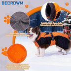 Dog Coat Dogs Winter Coat- Fleece Lined,Water-Resistant,Convertible Collar,Back Reflective Strip&Easy to Wear for Outdoor Walking Dog-Jacket(Orange, X-Small)
