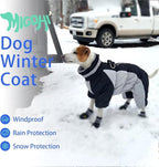 MIGOHI Full Body Dog Coat - Warm Reflective Small Dog Winter Coat with Harness, Turtleneck Fleece Jacket for Dogs,Four-Leg Windproof Puffer Jackets Snowsuit with Zipper for Small Medium Large Dogs,XS