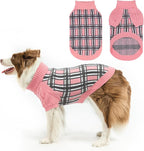 SCENEREAL Turtleneck Dog Sweater for Small Medium Large Dogs Girls Boys, Christmas Plaid Pullover Puppy Sweatershirt, Dogs Cold Weather Outfit Clothes, Ideal Gift for Pet in New Year, Pink Plaid L