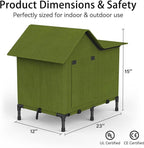 Heated Outdoor Cat House – Weatherproof Winter Shelter for Stray & Outdoor Cats, Insulated & Elevated Design for Porch, Yard, Barn or Garage, Easy Assembly Warm Cat Shelter