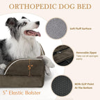 Comfort Expression Orthopedic Dog Bed for Extra Large Dogs 53x42 Inch, Waterproof Egg Crate Foam XXL Pet Bed with Removable Bolsters, Dog Couch with Washable Cover & Non-Slip Bottom, Dark Green