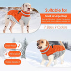 AOFITEE Dog Coat, Warm Dog Winter Coat, Reflective Cold Weather Dogs Puffer Jacket with Harness Built in, Waterproof Pet Fleece Vest Snowsuit for Small Medium Large Dogs, Orange L