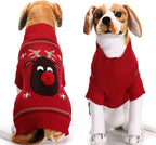 PETCARE Dog Christmas Sweater Red Ugly Funny Cute Cartoon Reindeer Cat Sweaters Jumper Holiday Dog Clothes Puppy Sweaters for Small Medium Large Dogs Fall Winter Outfits Xmas Dogs Costume,X-Large