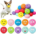 Hungdao 40 Pcs Bulk Dog Squeaky Toys Soft Rubber Latex Dog Toys Small Squeaky Balls Interactive Fetch Balls for Teething Small Pet Breeds Training(Funny Face)