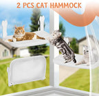 Cat Window Hammock 2-Pack,Foldable Cat Perch with Suction Cups & Metal Frame,Holds up to 40 lbs - Durable & Secure for Cats,Features 2-Sided Cushion & Easy Storage for Sunny Lounging(White)