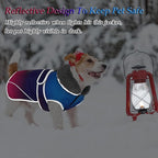 Dogcheer Dog Coat, Waterproof Dog Jacket Reflective Pet Winter Coat with Adjustable Hook & Loop, Christmas Puppy Fleece Jacket Warm Snowsuit for Small Medium Large Dogs - Gradient Blue-red, S