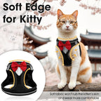Cat Vest Harness and Leash Set for Walking Escape Proof, Adjustable Kitten Harness Breathable Mesh with Reflective Strips Harness for Kitty Puppy Bunny (Black,S)