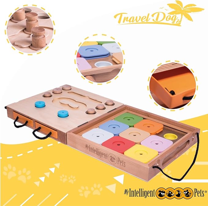 Travel Dog - Portable 2-in-1 Interactive Puzzle Toy and Brain Game for Dogs, Ideal for Mental Stimulation, Dexterity Training and On-The-Go Entertainment