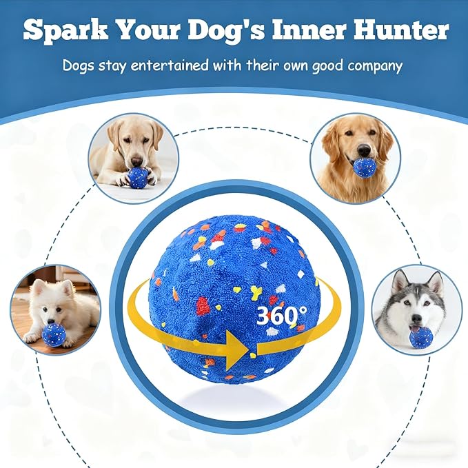 Smart Interactive Dog Toy, Automatic Moving Bouncing and Stimulation Interactive Dog Ball, Pet-Safe E-TPU Material, IP54 Waterproof Rating, Anti Boredom Dog Toys to Keep Them Busy,Orange
