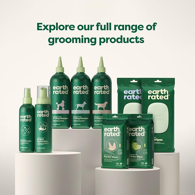 Earth Rated Waterless Dog Shampoo & Conditioner, Convenient No-Rinse Wash for Cleaning, Conditioning & Detangling, for All Coat Types, Refreshing White Tea and Basil Scent, 7 oz