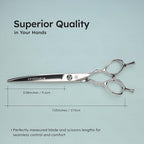 7” Curved Dog Grooming Scissors｜VG10 Japanese Steel Professional Pet Grooming Shears for Cats & Dogs｜Face, Paws, Ears & Tail Precision Trimming｜Lightweight Ergonomic Handcrafted Design｜K9 Shears
