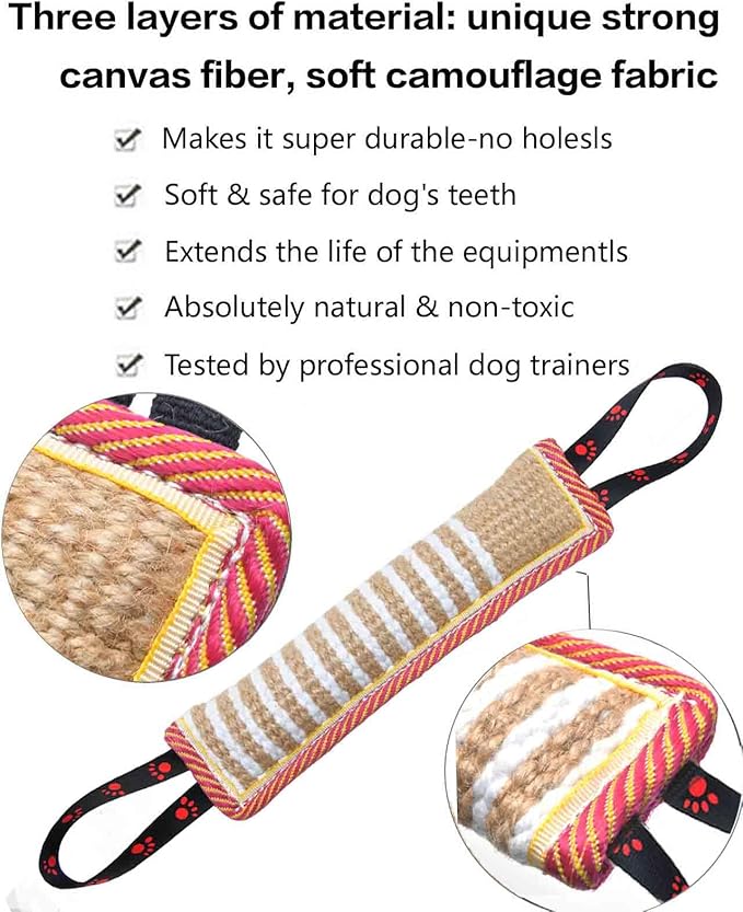 Clysoru Dog Tug Toy Dog Tough Jute Bite Pillow Lasting Training Equipment Puppy to Large Dogs Interactive Toy for Large Dogs and Small Dogs