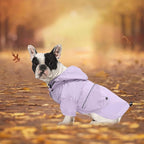 Morezi Dog Zip Up Raincoat with Reflective Buttons, Rain/Water Resistant, Adjustable Drawstring, Removable Hood, Raincoats with Legs 8lbs to 80lbs Available - Purple - XL