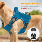 Heavy-Duty Tactical Dog Harness for Large Dogs, No Pull Adjustable Reflective Pet Vest with Molle System, K9 Military-Grade Control for Service Training, Outdoor & 10+ Breeds, Blue, Medium
