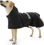 Nanaki Small Dog Raincoat with Leash Hole,Reflective Adjustable Pet Hooded Rain Ponchos for Rainny Snow Foggy Days,Windproof Waterproof Dog Coat Jacket Vest for Outdoor Hiking Walking Hunting Black M