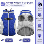 AOFITEE Dog Coat, Warm Dog Winter Coat for Small Dogs, Reflective Turtleneck Dogs Jacket with Harness Built in, Waterproof Windproof Pet Fleece Vest Snow Jacket for Cold Weather, Blue S