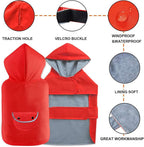 Dog Raincoat Dogs Rain Jacket Reflective Poncho Rainwear Waterproof Pet Clothes Warm Lined Pocket Hooded Leash Hole Adjustable Small Medium Dogs,Red,L,Back Length 12.0 Inch