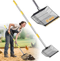 Chicken Coop Poop Scooper with Rake - Ergonomic 12" Sand Sifter Scoop, 65"Adjustable Long Handle, Heavy Duty Litter Pooper Cleaning Tool for Dust Bath,Chicken Run,Dog Yard, Farm Animals