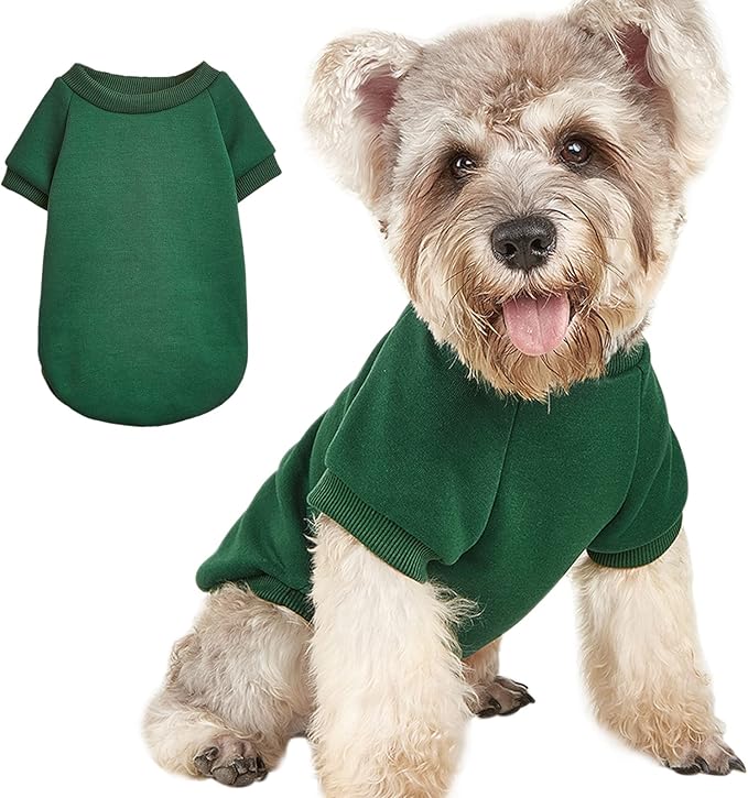 Puppy Sweater for Small Dogs Clothes Warm Winter Cat Clothe Pet Sweatshirt Knitwear Doggie Kitten Clothing, Green, Large