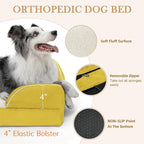 Comfort Expression Orthopedic Dog Bed for Medium Dogs 30x20 Inch, Waterproof Egg Crate Foam Medium Pet Bed with Removable Bolsters, Dog Couch with Washable Cover & Non-Slip Bottom, Spicy Mustard