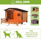 GUTINNEEN Large Heated Dog House Outdoor Dog Kennel Safe Winter Shelter with Thermostat-Controlled Heating Pad, Chew-Proof Metal Frame and 6-Sided Insulated Liner for Small to Large Dogs (Brown)