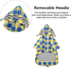 Dog rain Coat Waterproof Raincoat Puppy Jacket with Legs Buttons Zipper Hood Drawstring Fit for Yorkie Terrier Schnauzer Poodle Border Collie Labrador Golden Retriever 8lbs to 80lbs Yellow L