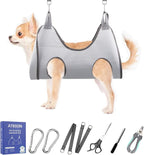 Pet Dog Grooming Hammock Harness for Medium Dogs Nail Trimming, Dog Sling for Cutting Nails, Dog Hanging Holder Hanger with Nail Clippers, Nail File, Scissors