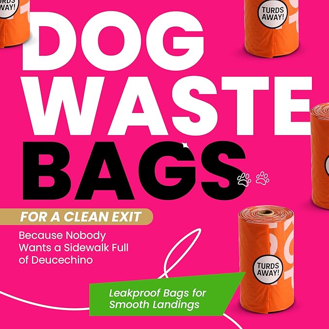 Dog Poop Bags 120 Count – Leakproof, Extra Thick & Easy Open | Unscented Plant-Based PLA + PBAT, Fits All Dispensers | Funny Hey Stinky Design – $1 Donated to Service & Therapy Dogs