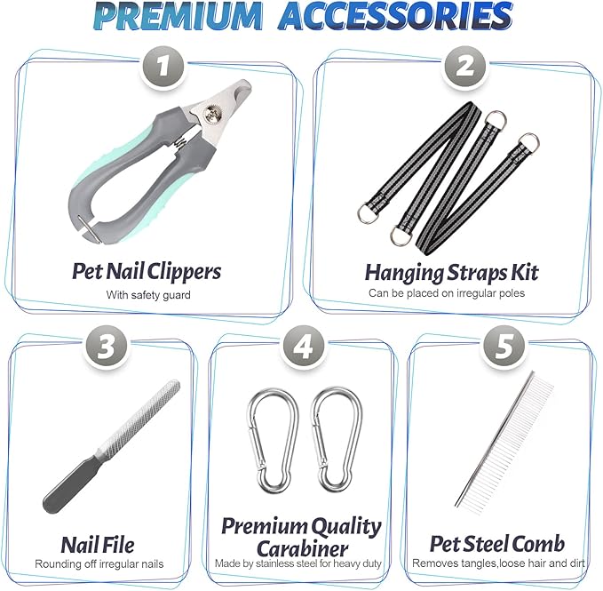 Pet Dog Grooming Hammock Harness for Nail Trimming (S 30lb), Dog Sling for Cutting Nail, Dog Hanging Holder Hanger for Clipping Nail with Nail Clippers, Nail File, Pet Comb