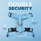 Voyager Step-in Lock Adjustable Cat Harness w. Cat Leash Combo Set with Neoprene Handle 5ft - Supports Small, Medium and Large Breed Cats by Best Pet Supplies - Baby Blue, XS