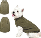 Mihachi Turtleneck Dog Sweater - Winter Coat Apparel Classic Cable Knit Clothes with Leash Hole for Cold Weather, Ideal Gift for Pet in New Year Army Green New XS