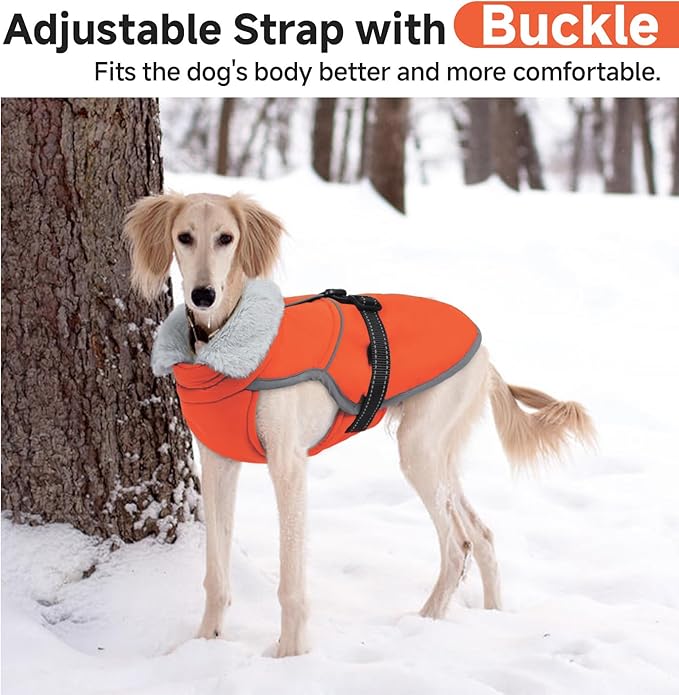 Lelepet Warm Dog Winter Coat Reflective Dog Jacket Fleece Vest Waterproof Windproof Cold Weather Coats with Adjustable Buckle Plush Turtleneck Pet Snowsuit for Small Medium Large Dogs,Chihuahua,XS