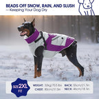 FUAMEY Dog Winter Jackets for Small Dogs,Dog Coat with Harness Built in,Waterproof Dogs Snowsuits Warm Pet Jacket Zip Up Fleece Cold Weather Coats Reflective Puppy Vest with Pocket Purple XS