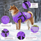 Mosucoirl Warm Dog Coats Pet Clothes, Waterproof Dogs Jacket Reflective Pet Outfits Winter Dog Cold Weather Coat Cozy Snow Jackets Vest for Small Medium Large Dogs Puppy Doggie (Purple, XXL)