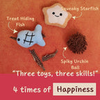 Squeaky Dog Toys, Plush Puzzle Hide and Seek Puppy Toys to Keep Them Busy – Cute Stuffed Dog Chew Toys for Small, Medium Breed - Crab