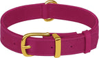 Leather Dog Collar - Heavy Duty Adjustable Soft Padded Pet Collars for Small Medium Large Dogs Breed - Black Green Brown Pink Red Blue (Pink, L, 15"-19" Neck Fit)