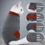 QBLEEV Cat Pajamas for Cats Only, Sticky Hair Cat Clothes, Cat Onesie for Cats After Surgery Female Male, Surgical Cat Recovery Suit Full Bodysuit, Long Sleeve Cat Shirts Outfits to Prevent Licking