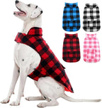 Kuoser Dog Winter Coat, Windproof Dog Fleece Jacket British Style Plaid Cold Weather Doggie Vest Coats, Reversible Cozy Warm Pet Clothes Apparel for Large Size Dogs L