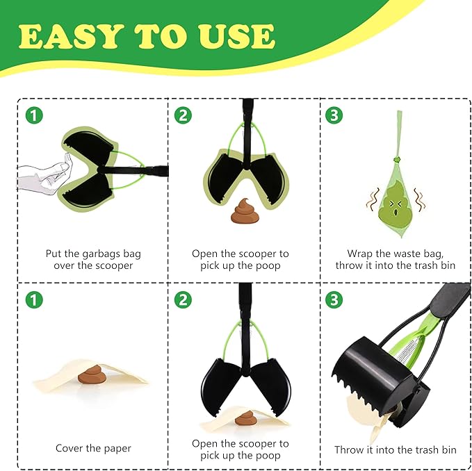 Large Dog Pooper Scooper for Yard - 32" Long Handle, No Bending, Grass-Friendly, Easy to Clean, Durable & Sturdy