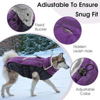 Queenmore Waterproof Dog Coat for Small Dogs,Reflective Windproof Dog Jackets with Leash Hole,Winter Dogs Coat with Zipper On Back,Warm Snowsuit with Fleece Lining（Purple,XS