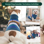 Kuoser Dog Sweater, Dog Sweaters for Medium Dogs Girl Boy, Classic Pet Knitted Sweatshirt Warm Pullover, Puppy Holiday Sweater Winter Clothes for Christmas Thanksgiving Outfit, Blue M