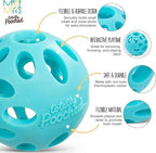 Messy Mutts Totally Pooched Huff'n Puff Ball | 3.1” TPR Puzzle Ball for Dogs | 2-in-1 Durable Interactive Toy and Tooth Cleaner | Teal