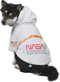 ChoChoCho NASA Dog Rain Jacket, Reflective Water Proof Jacket, Cat & Puppy Stylish Streetwear Outfit - White, L (Medium)